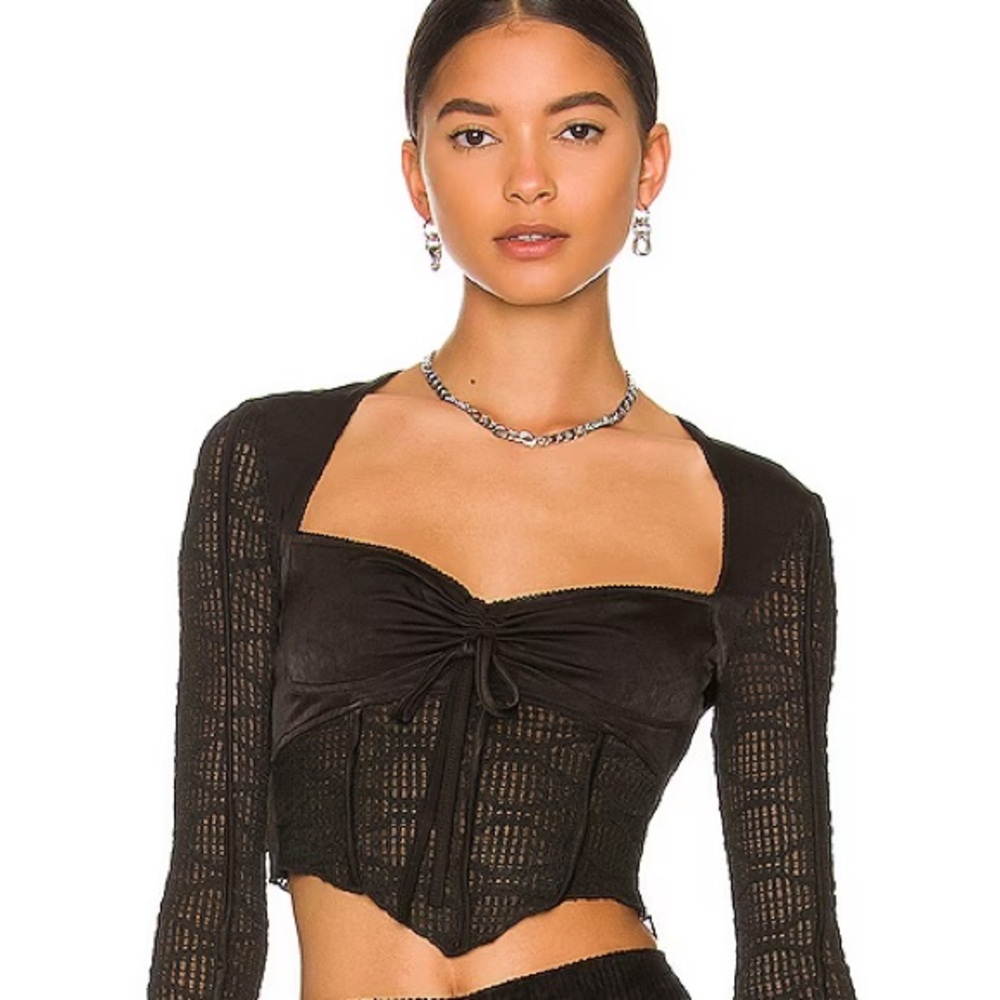 Danielle Guizio Archangel swirl black top